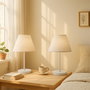 Opviq Lámpara de Mesa con Pantalla de Tela Crema